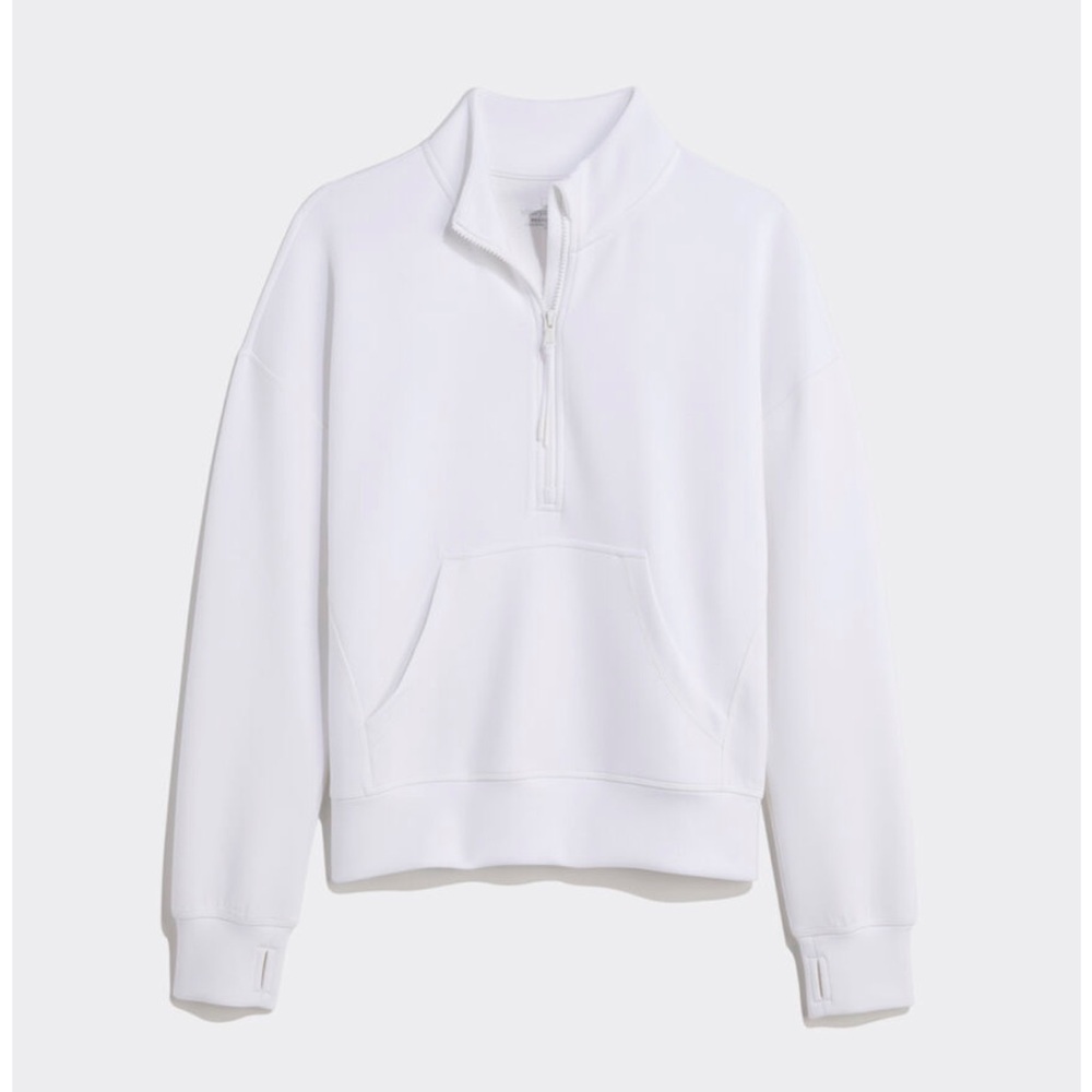 Vineyard Vines Performance Silky Scuba Oversized White Quarter Zip Pullover Sz M - Picture 12 of 13